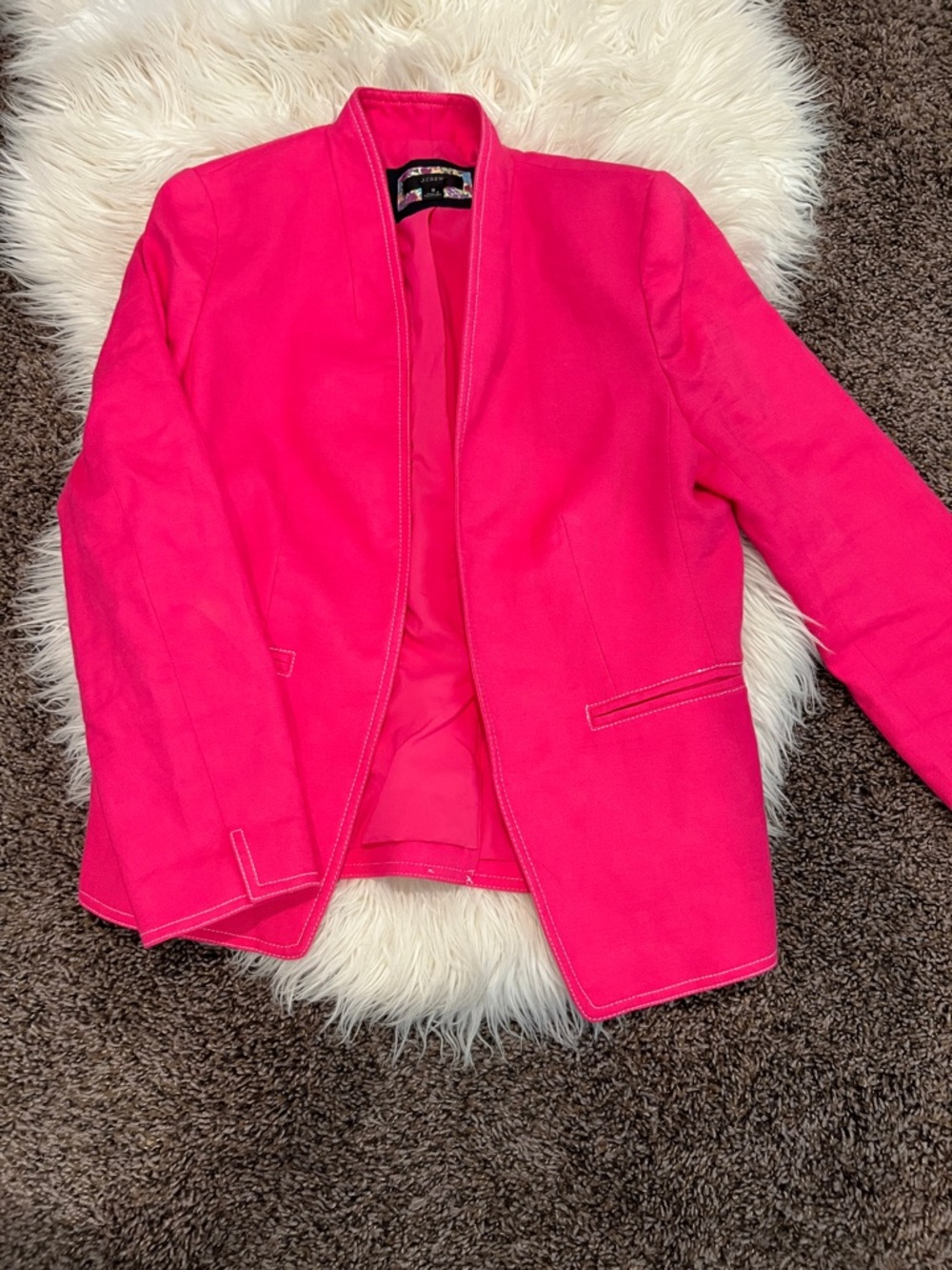 J. Crew Bright Pink Open-Front Blazer